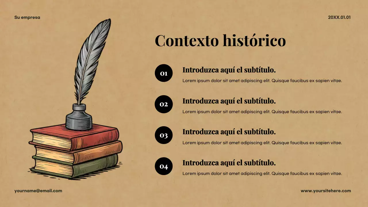 Presentación de literatura clásica beige