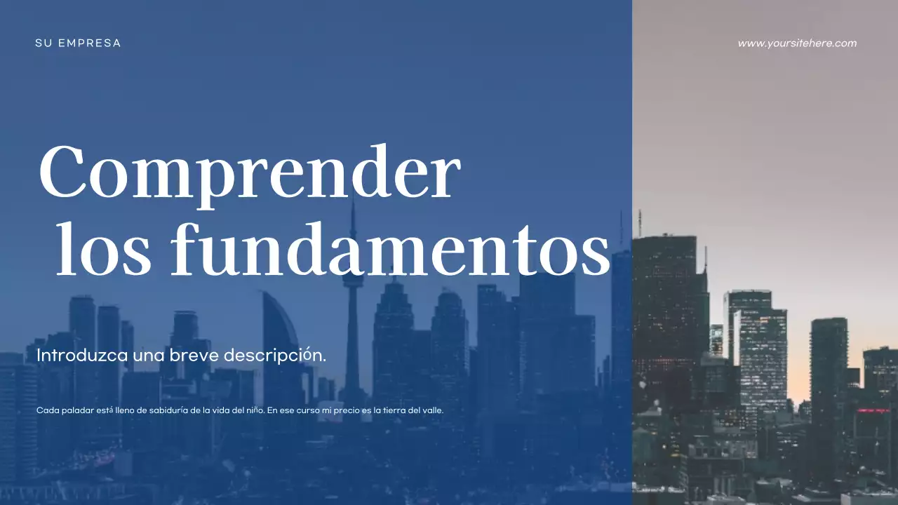 Presentación empresarial moderna en azul