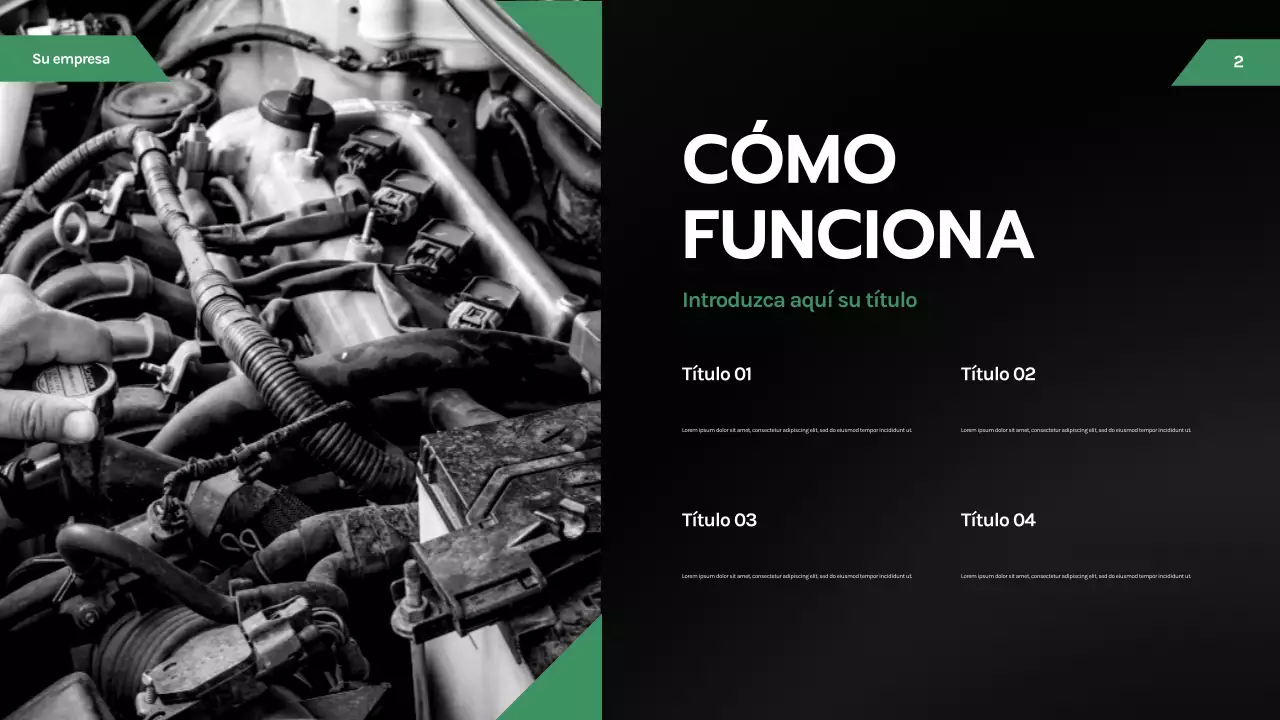 Presentación automotriz moderna en negro