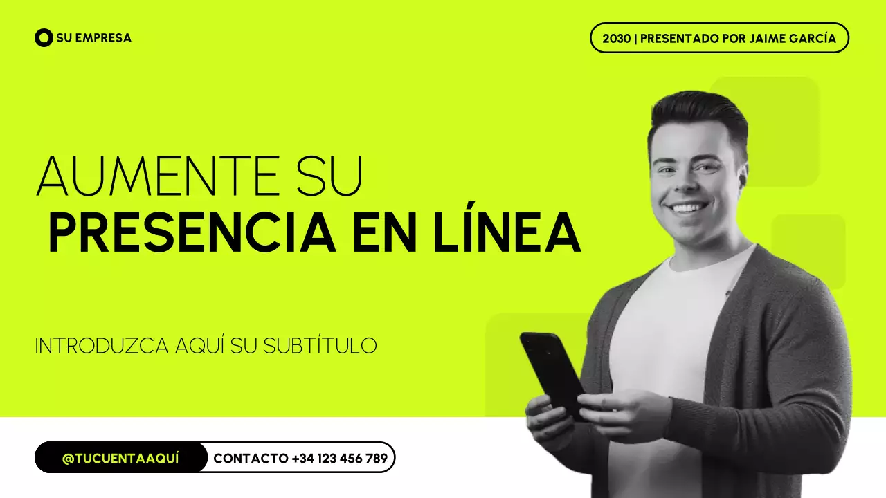 Presentación de estrategia de marketing online moderna en blanco y negro lima