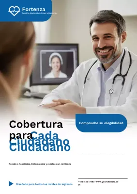 Cartel publicitario de atención médica moderna en azul