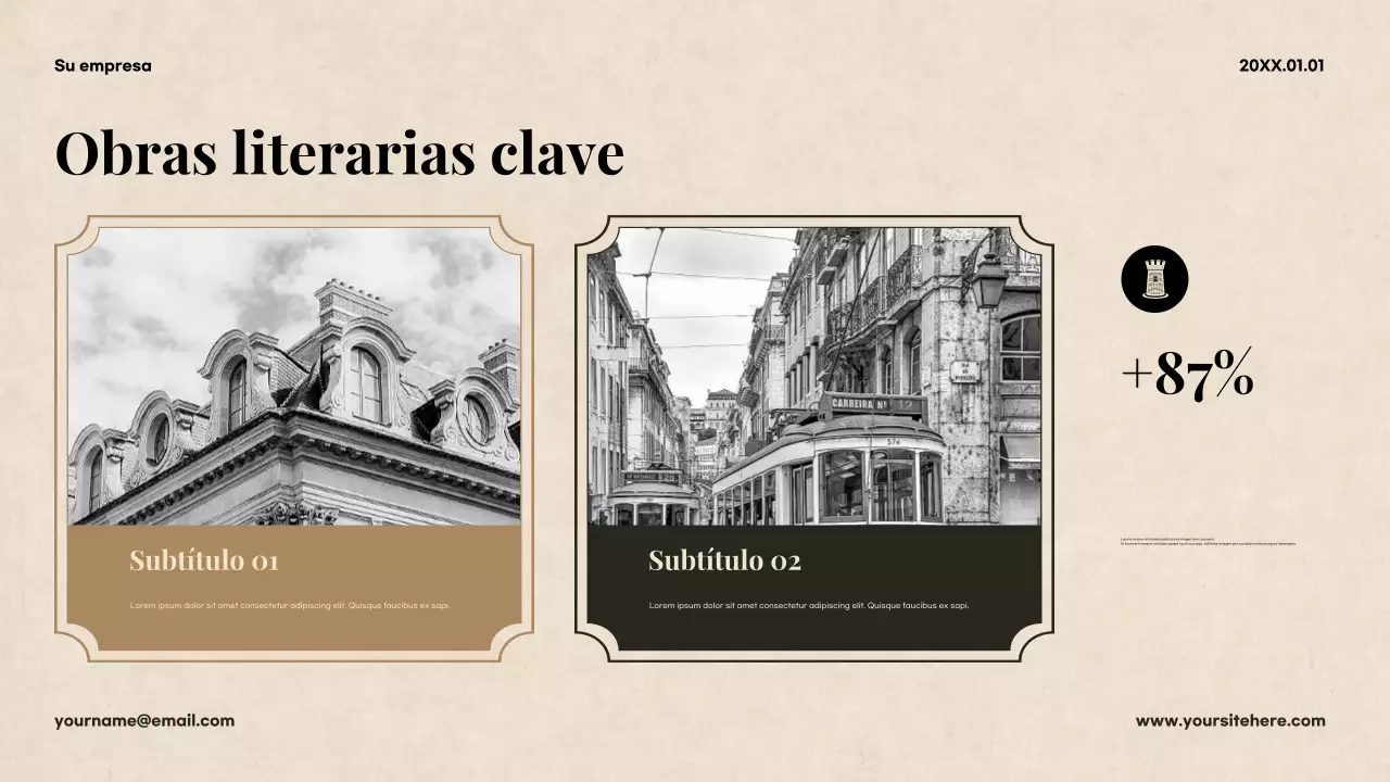 Presentación de literatura clásica beige