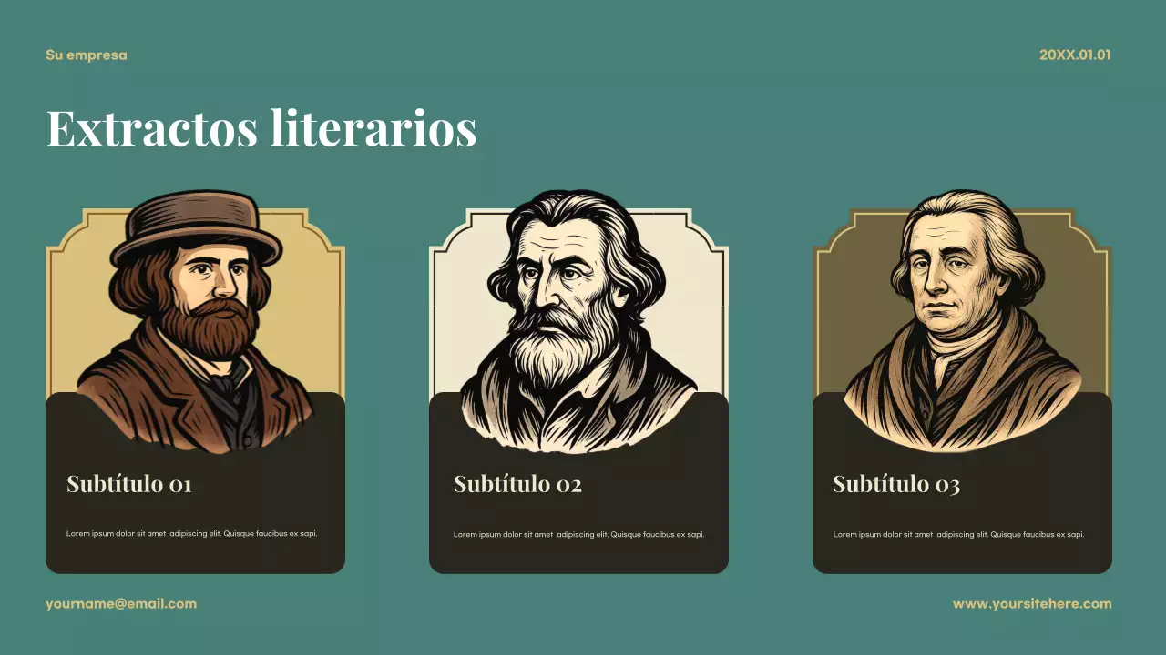 Presentación de literatura clásica beige