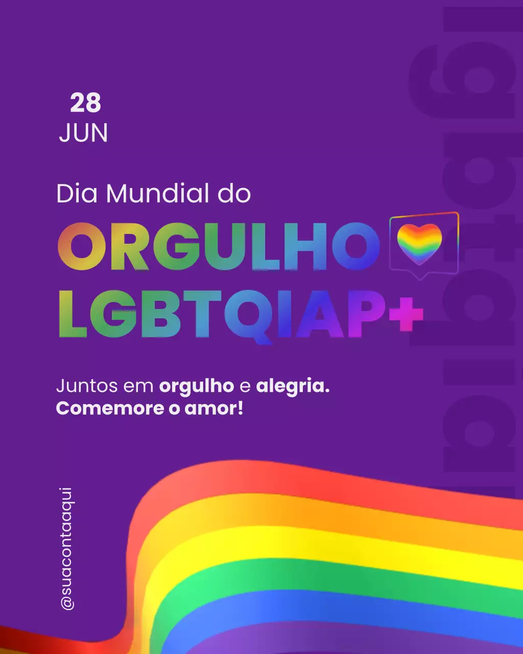 Postagem de anúncio do Purple Bold Pride no Instagram