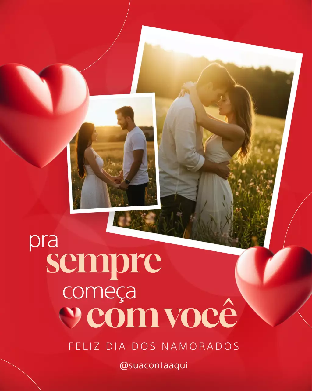 Convite romântico vermelho para postagem no Instagram