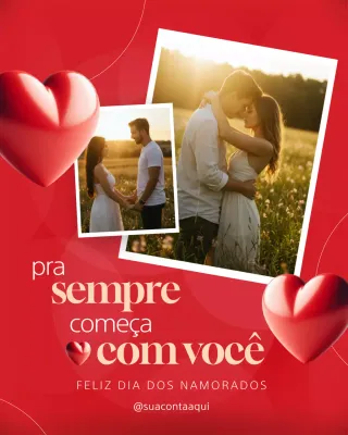 Convite romântico vermelho para postagem no Instagram