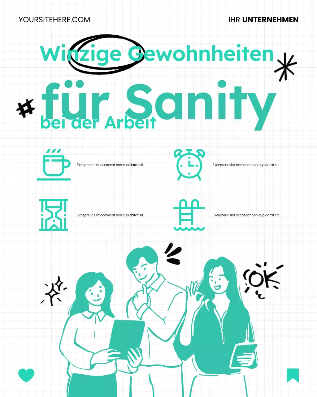 Lustiger und einfacher Doodle-Work-Life-Balance-Wellness-Instagram-Beitrag