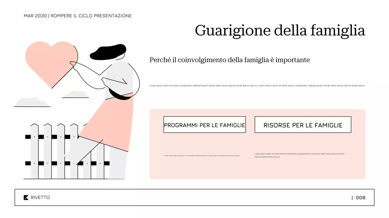 Modello di presentazione per la terapia e il recupero dall'abuso di sostanze con un approccio soft e calmante