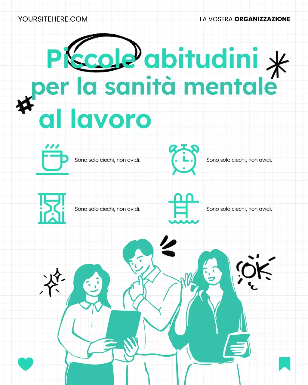 Post Instagram divertente e semplice su Doodle per l'equilibrio tra lavoro e vita privata e benessere