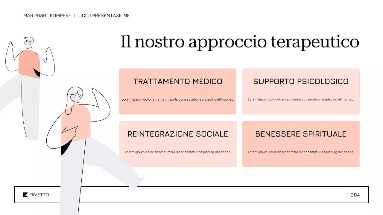 Modello di presentazione per la terapia e il recupero dall'abuso di sostanze con un approccio soft e calmante