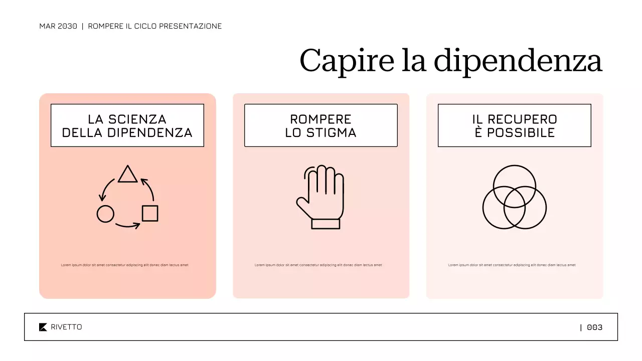 Modello di presentazione per la terapia e il recupero dall'abuso di sostanze con un approccio soft e calmante