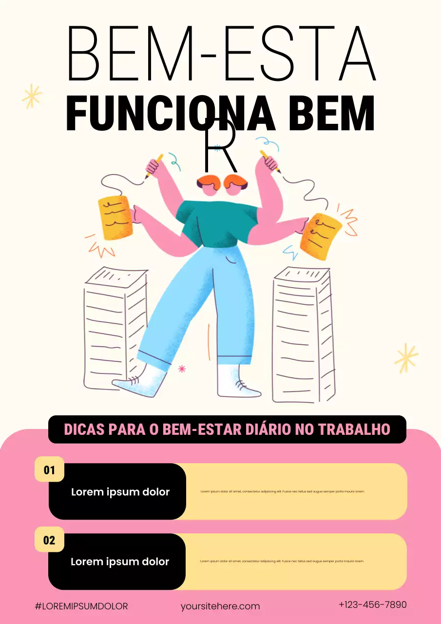 Cartaz do Programa de Bem-Estar no Local de Trabalho Laranja