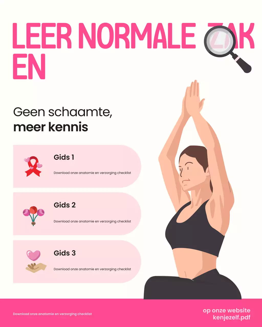 Roze en witte Instagram-post met illustratieve tips voor de gezondheid van vrouwen