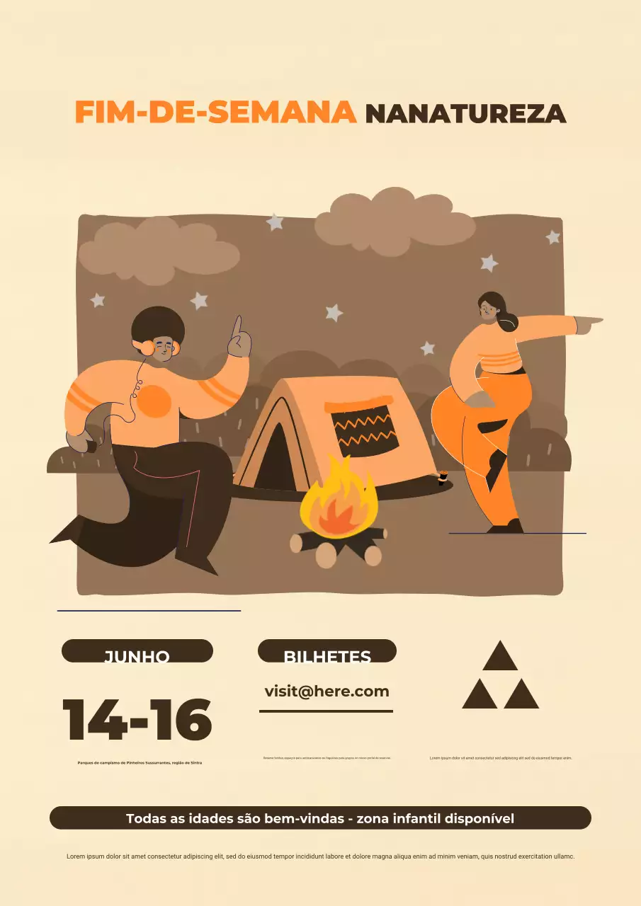 Cartaz da Web sobre Camping em Tons de Terra