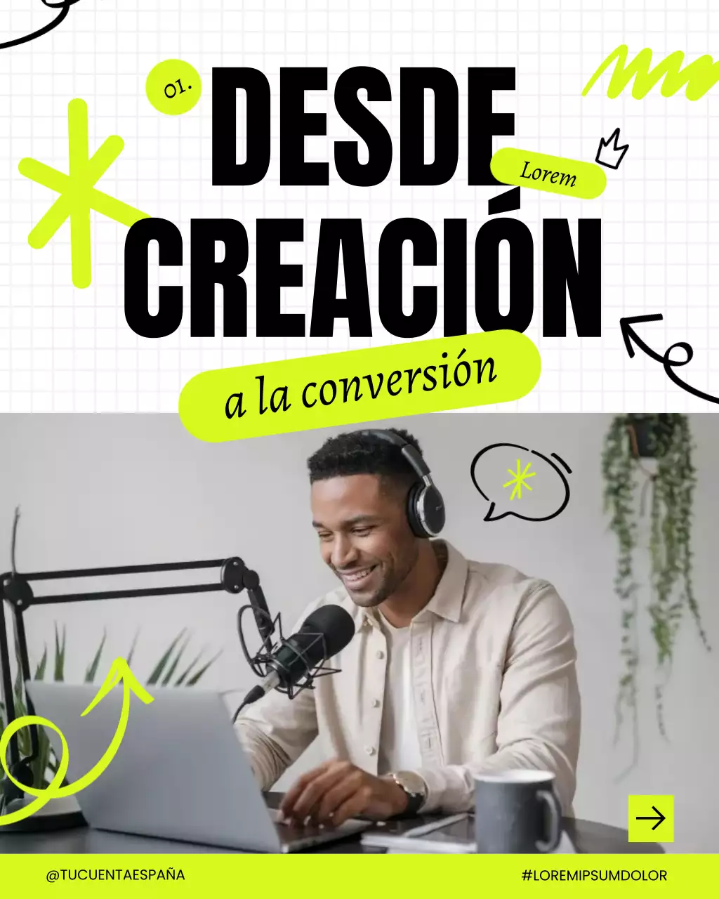 Publicación de Instagram con carrusel de consejos para creadores de Neon Modern