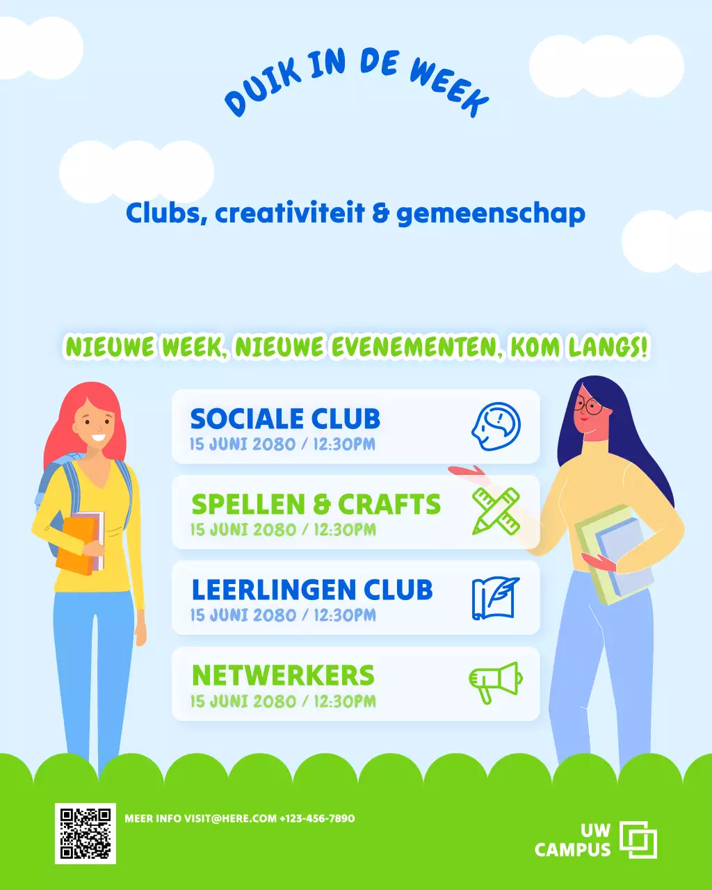 Leuk en vrolijk wekelijks evenement op Instagram van de University Student Club