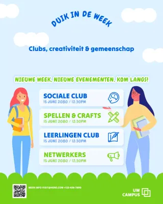 Leuk en vrolijk wekelijks evenement op Instagram van de University Student Club