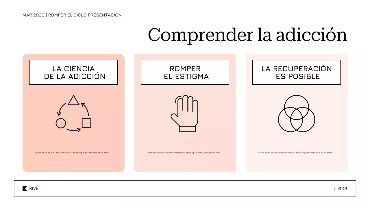 Plantilla suave y relajante para la presentación sobre el tratamiento y la recuperación del abuso de sustancias