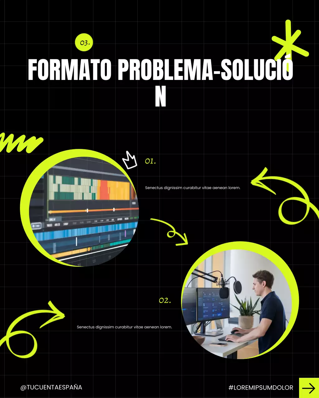 Publicación de Instagram con carrusel de consejos para creadores de Neon Modern