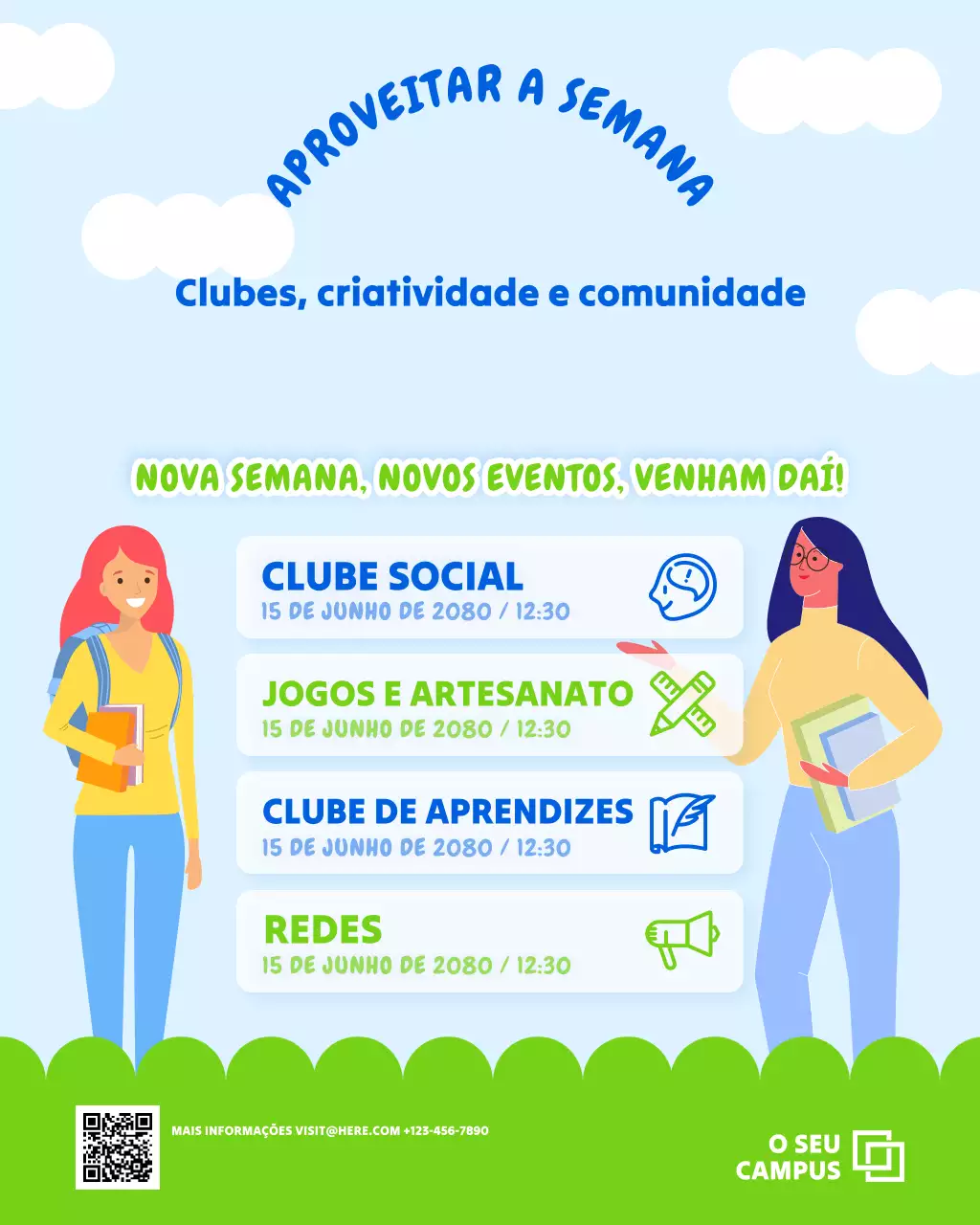 Postagem no Instagram do evento semanal do Clube de Estudantes Universitários Divertidos e Brilhantes