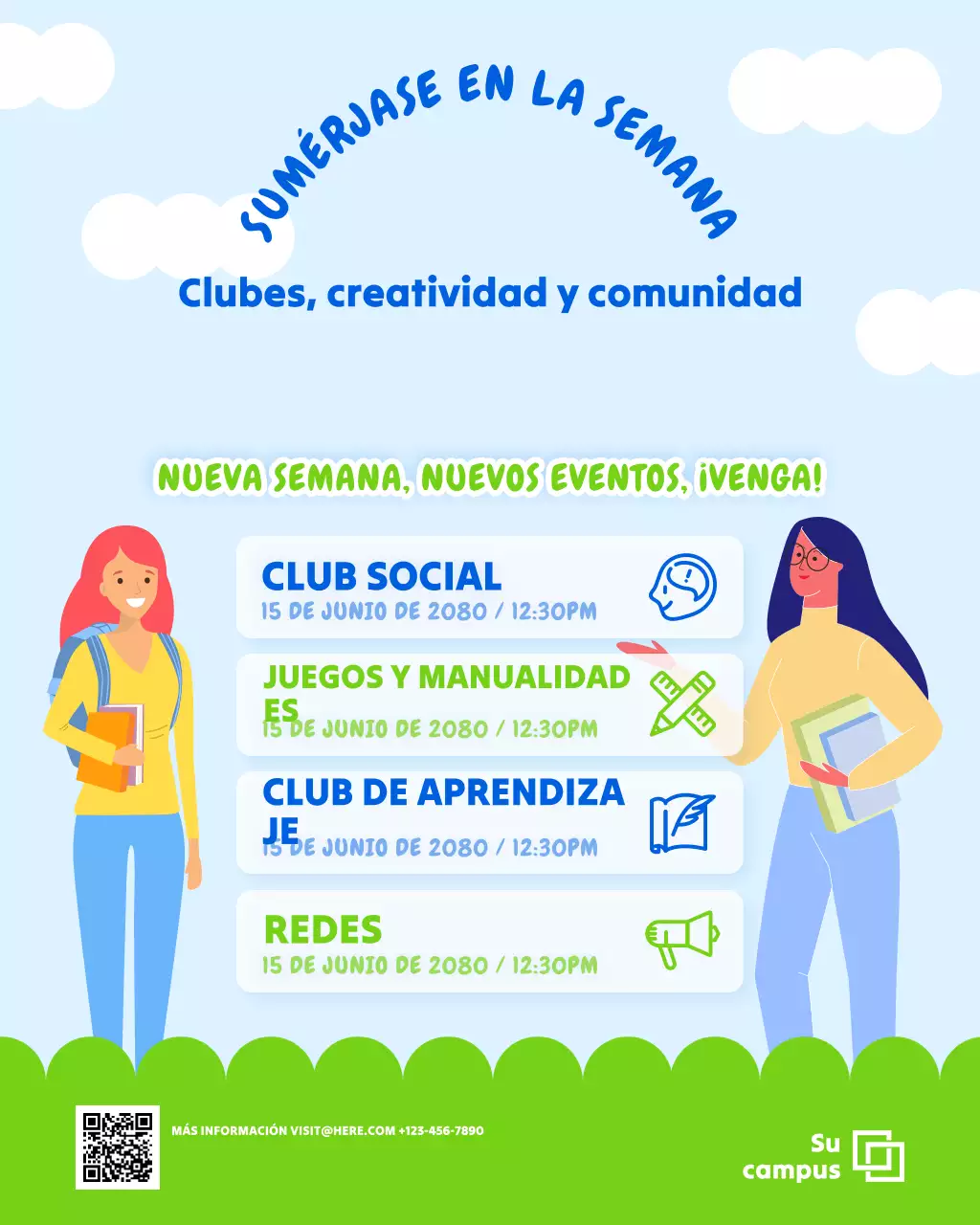 Publicación de Instagram del evento semanal del Club de Estudiantes Universitarios Divertidos y Brillantes
