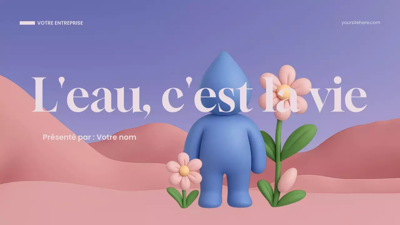 Présentation de l'eau moderne bleue