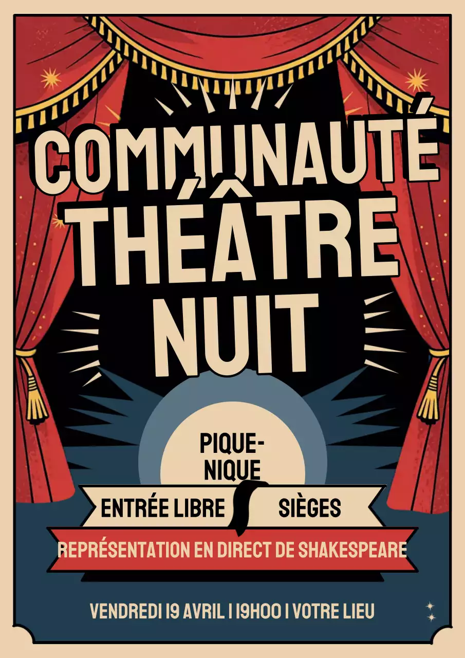 Affiche d'événement de théâtre vintage rouge