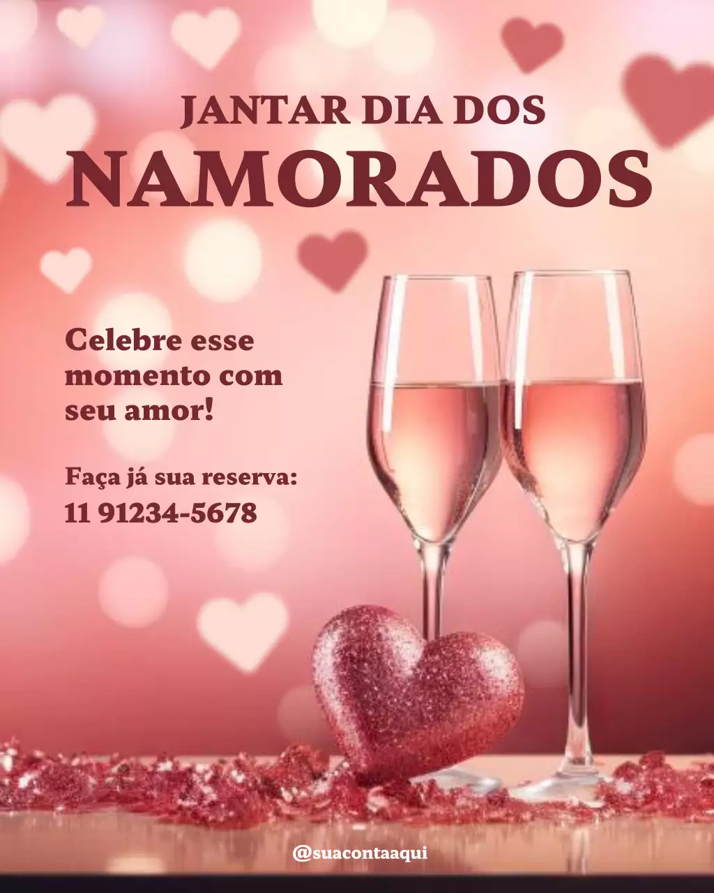 Convite elegante e romântico rosa para postagem no Instagram