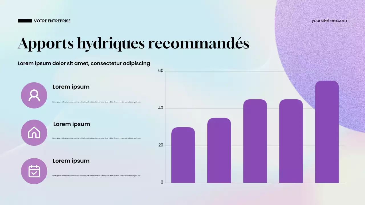 Présentation de l'eau moderne bleue