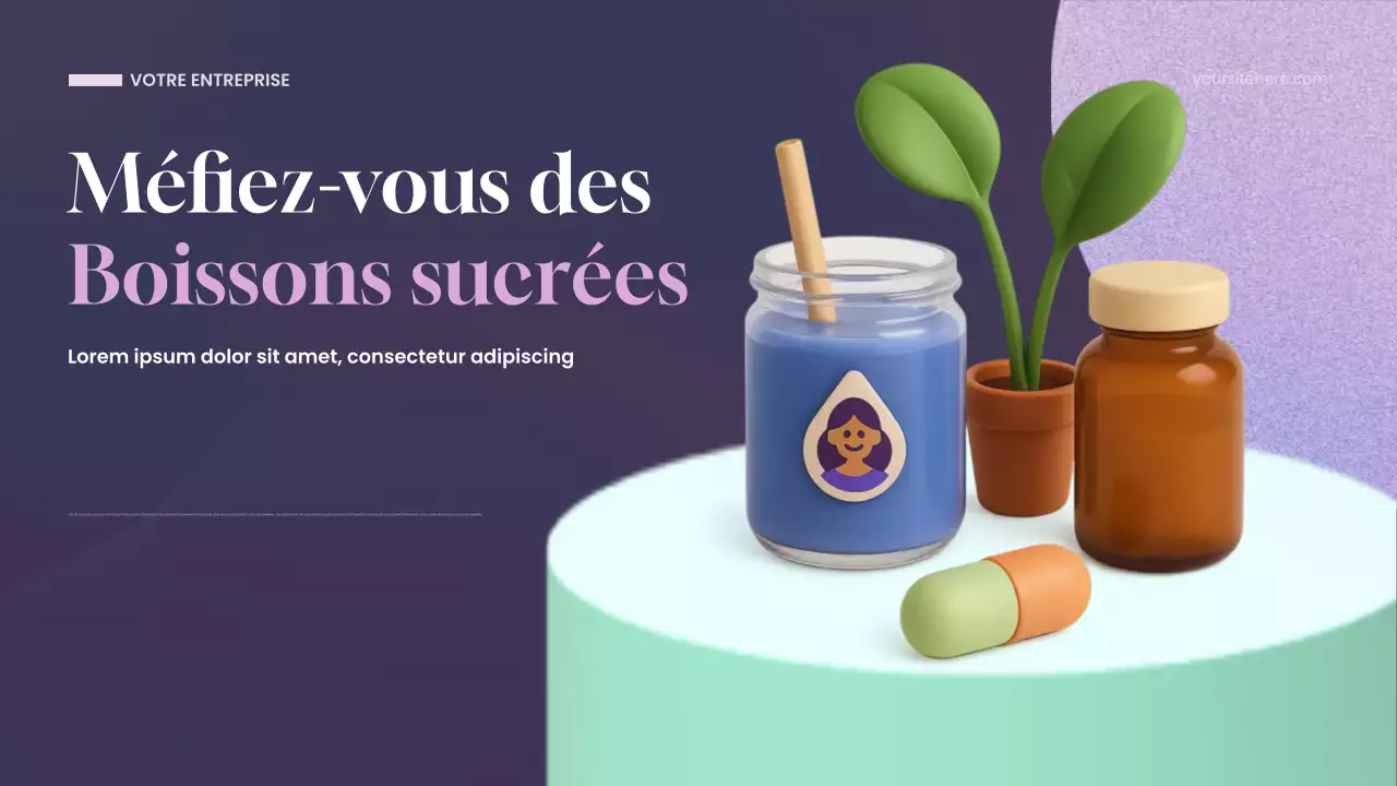 Présentation de l'eau moderne bleue