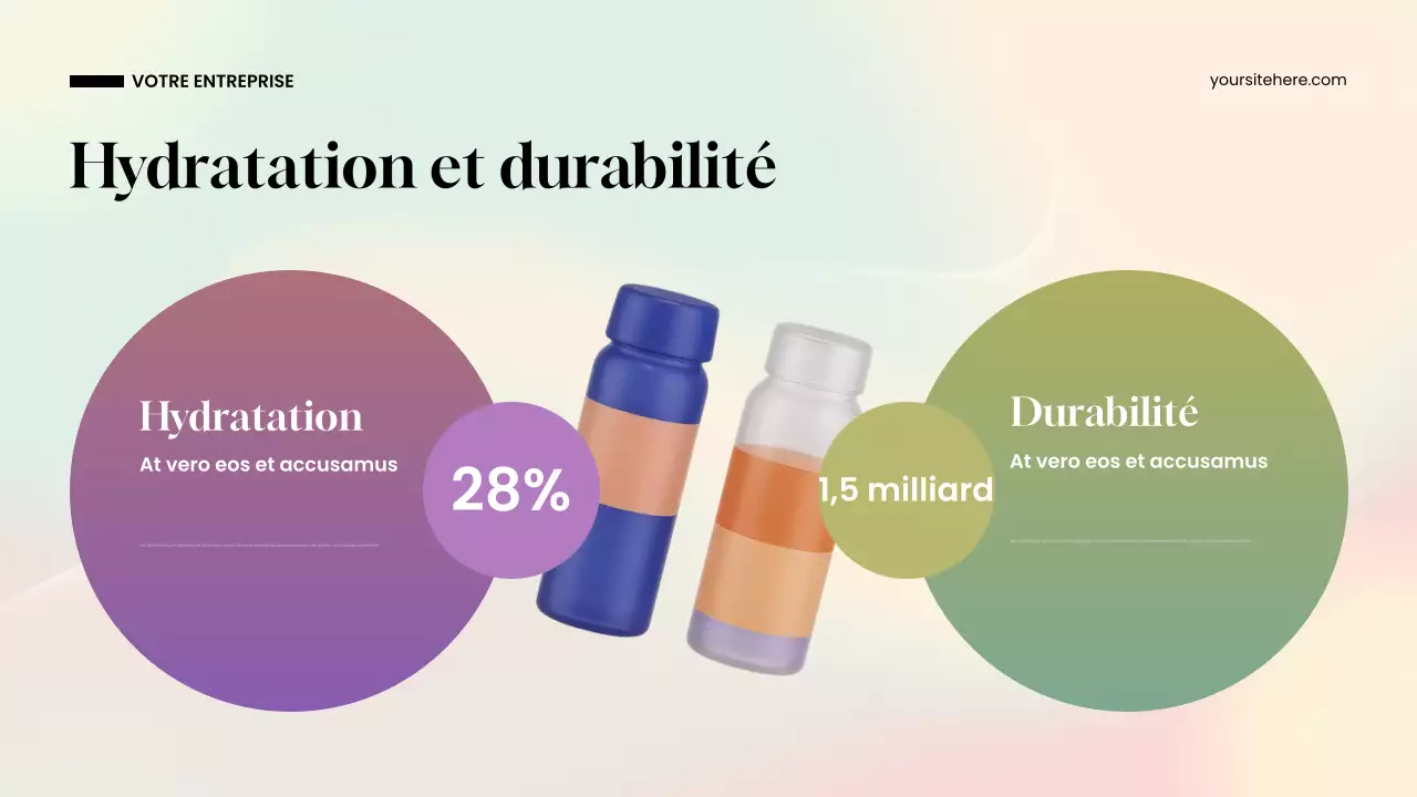 Présentation de l'eau moderne bleue