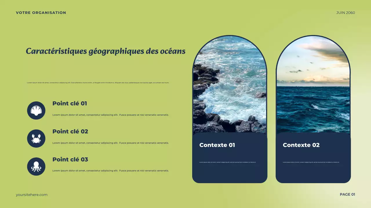 Présentation minimaliste de l'océan bleu