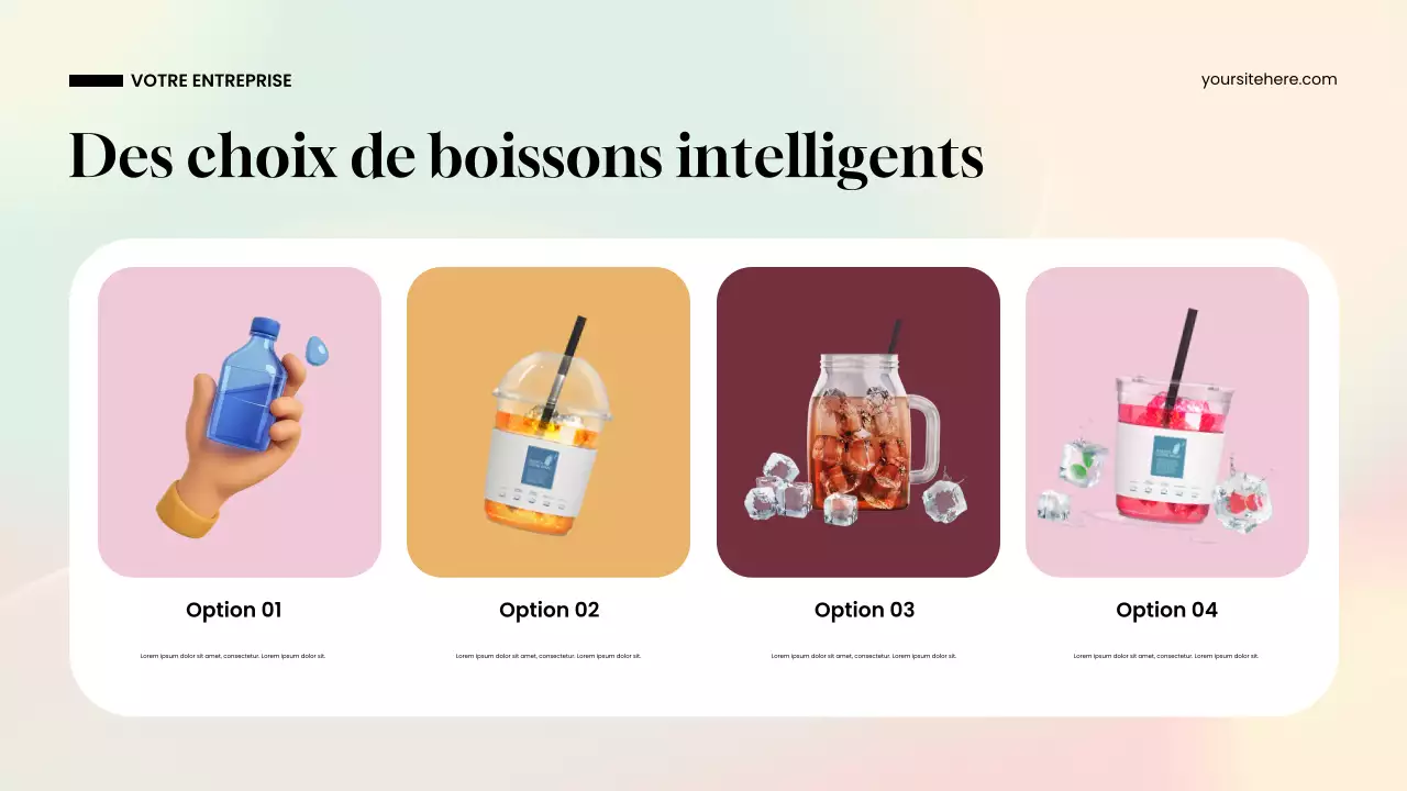 Présentation de l'eau moderne bleue