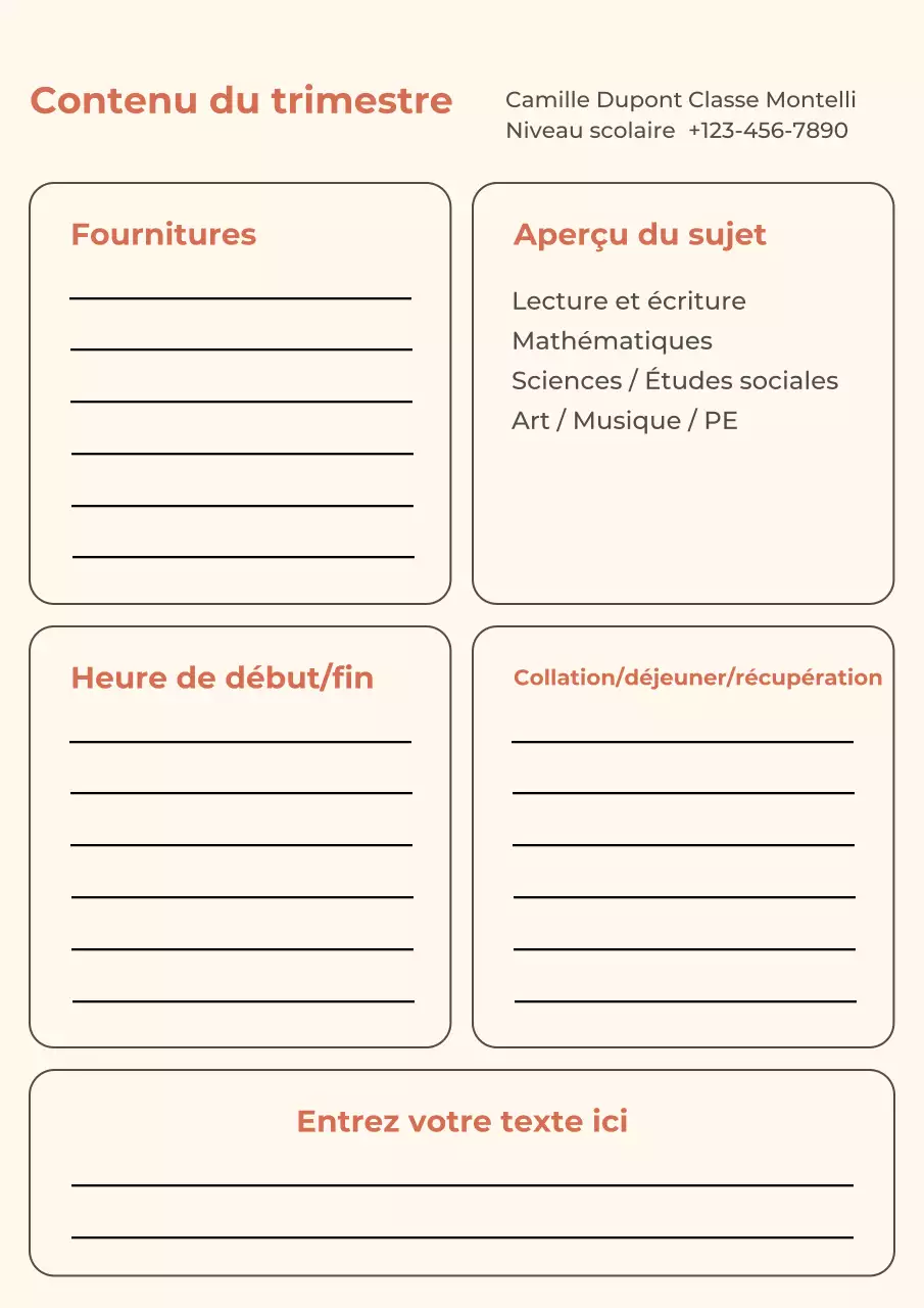 Affiche minimaliste beige pour agenda scolaire
