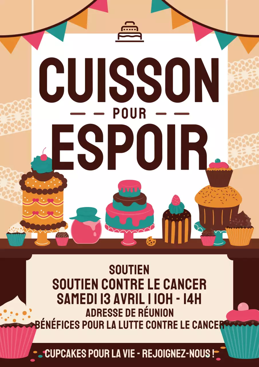Affiche rétro beige pour la promotion d'une vente de pâtisseries