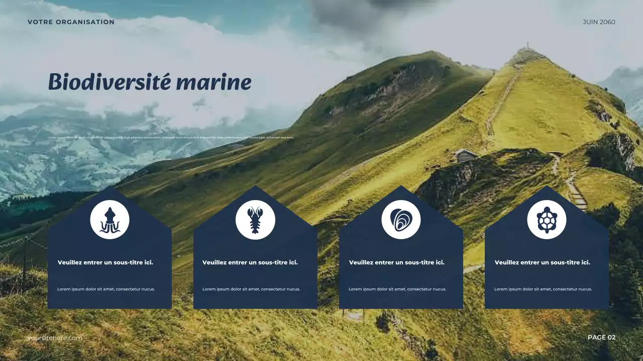 Présentation minimaliste de l'océan bleu