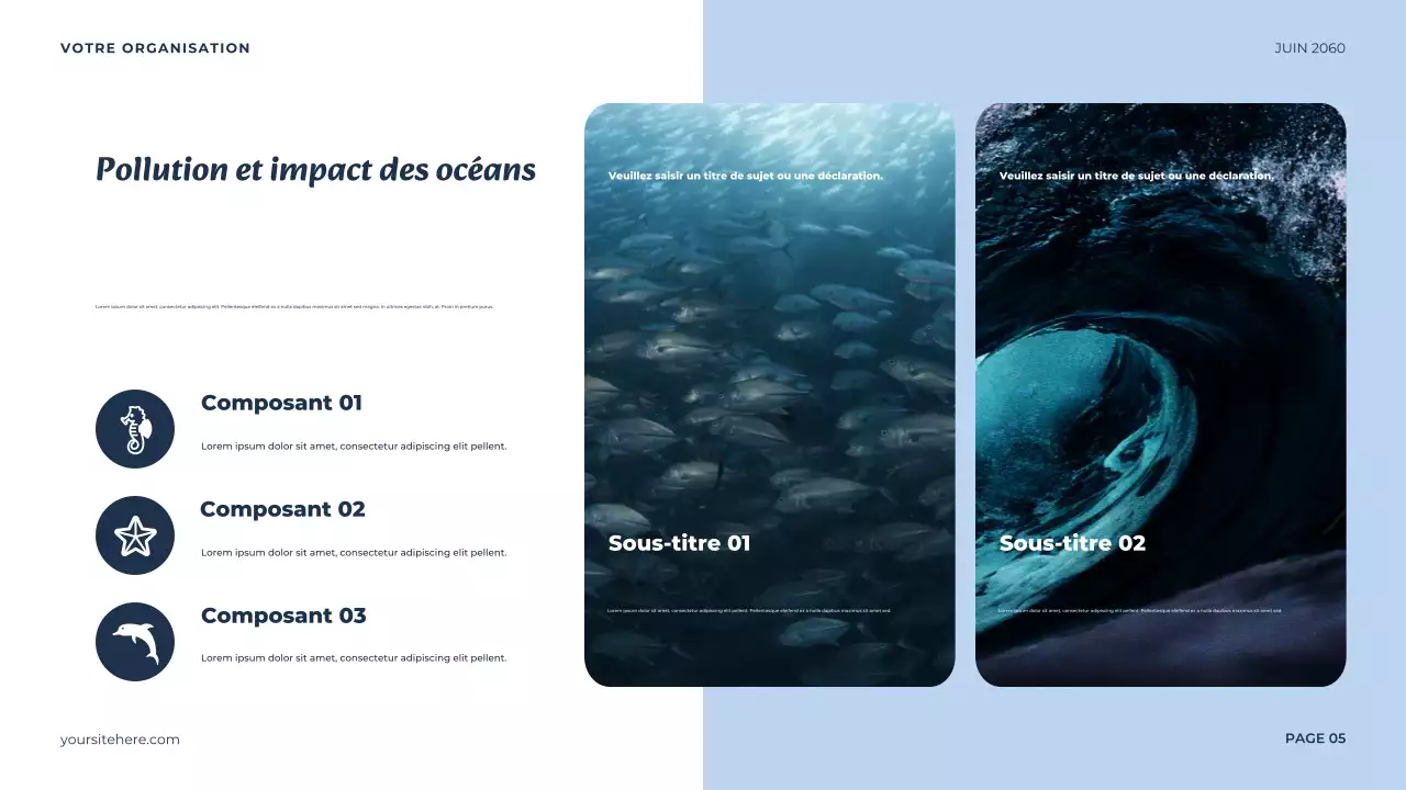 Présentation minimaliste de l'océan bleu