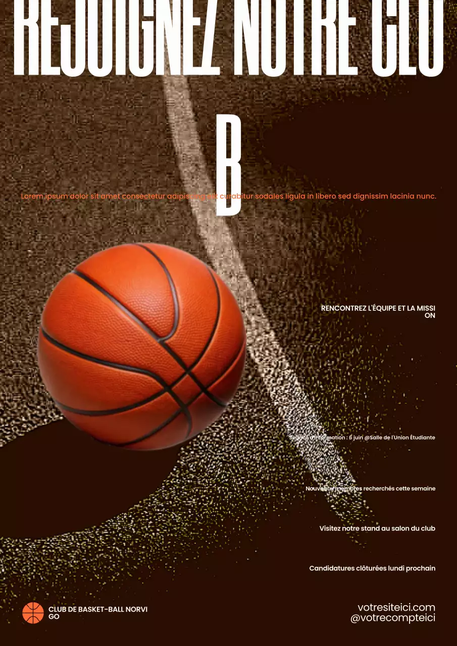 Affiche de recrutement de l'équipe de basket-ball moderne de Brown