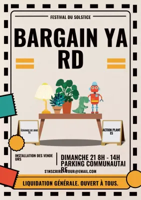 Affiche rétro beige annonçant une vente de garage