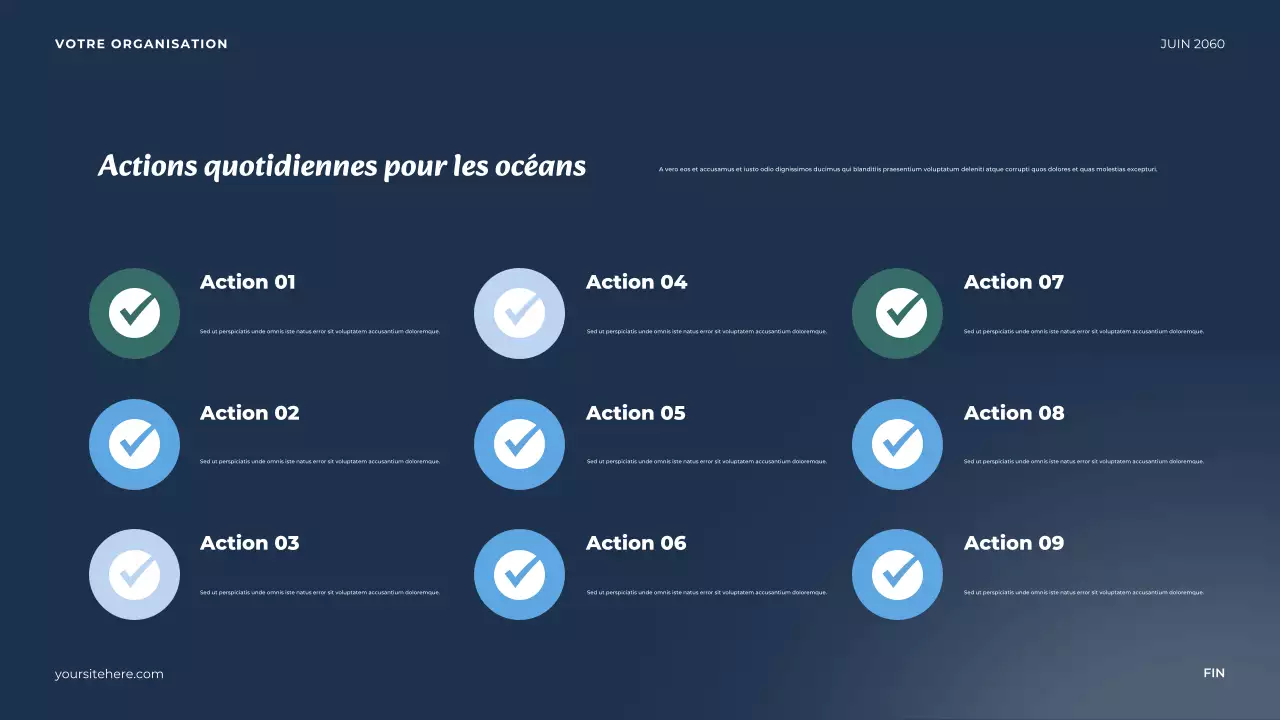 Présentation minimaliste de l'océan bleu