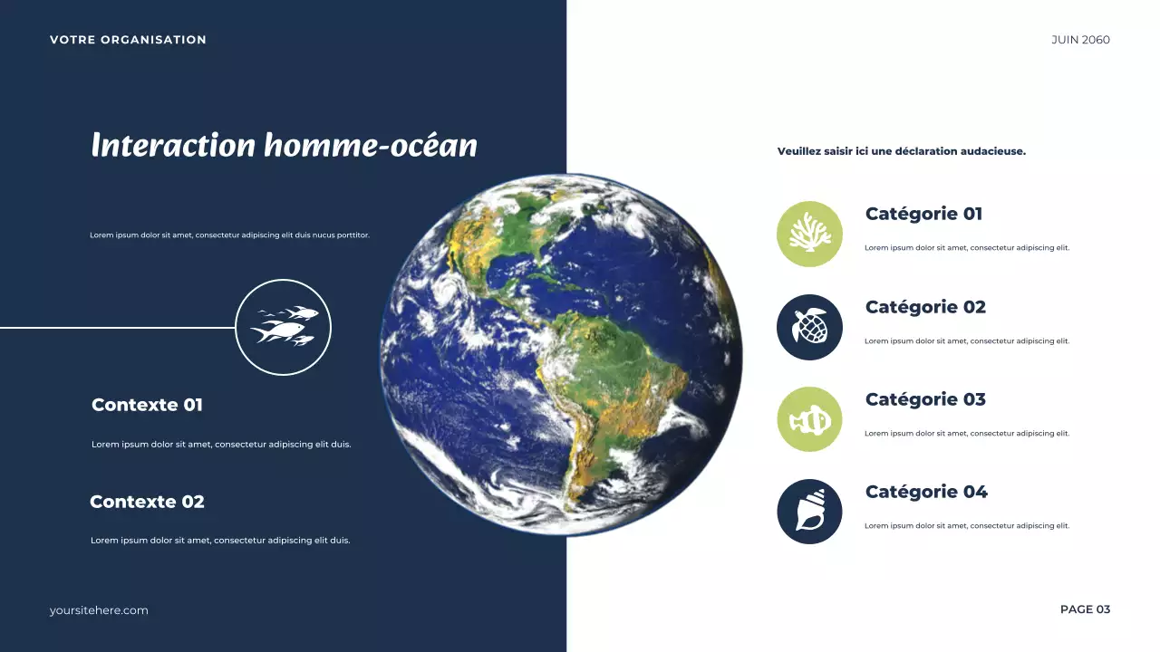 Présentation minimaliste de l'océan bleu