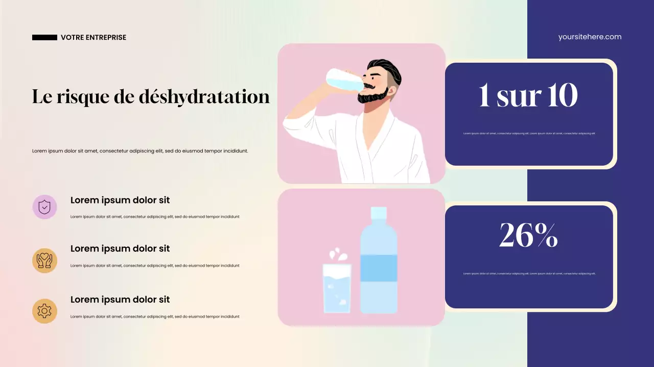 Présentation de l'eau moderne bleue