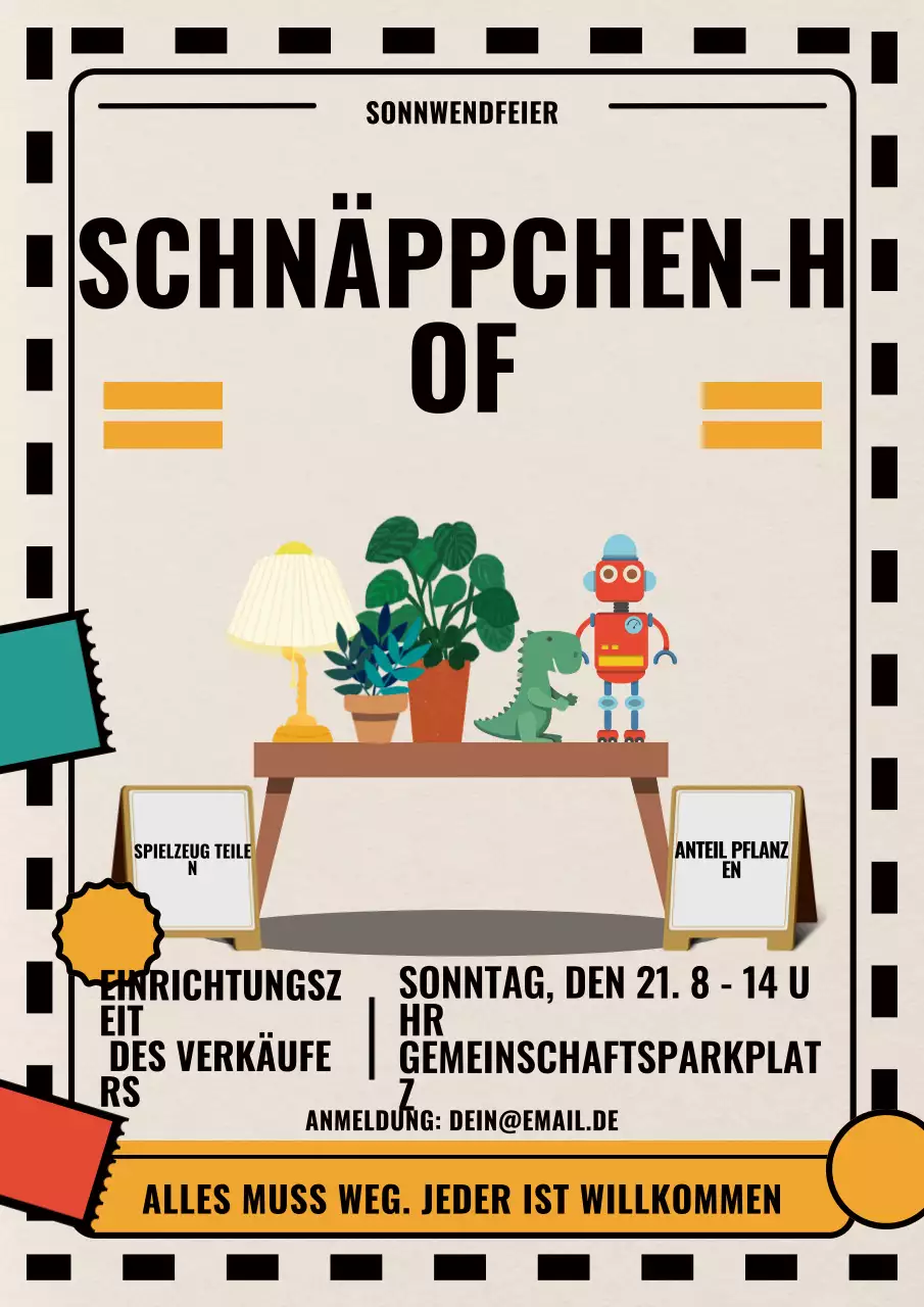 Beige Retro Yard Sale Ankündigung Poster