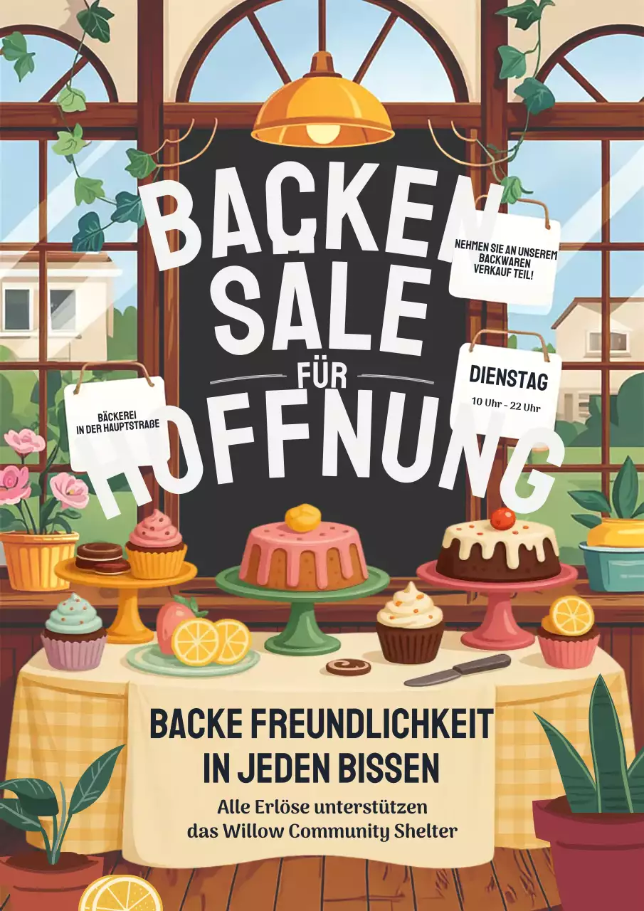 Gelbes Vintages Kuchenverkaufs-Werbeplakat
