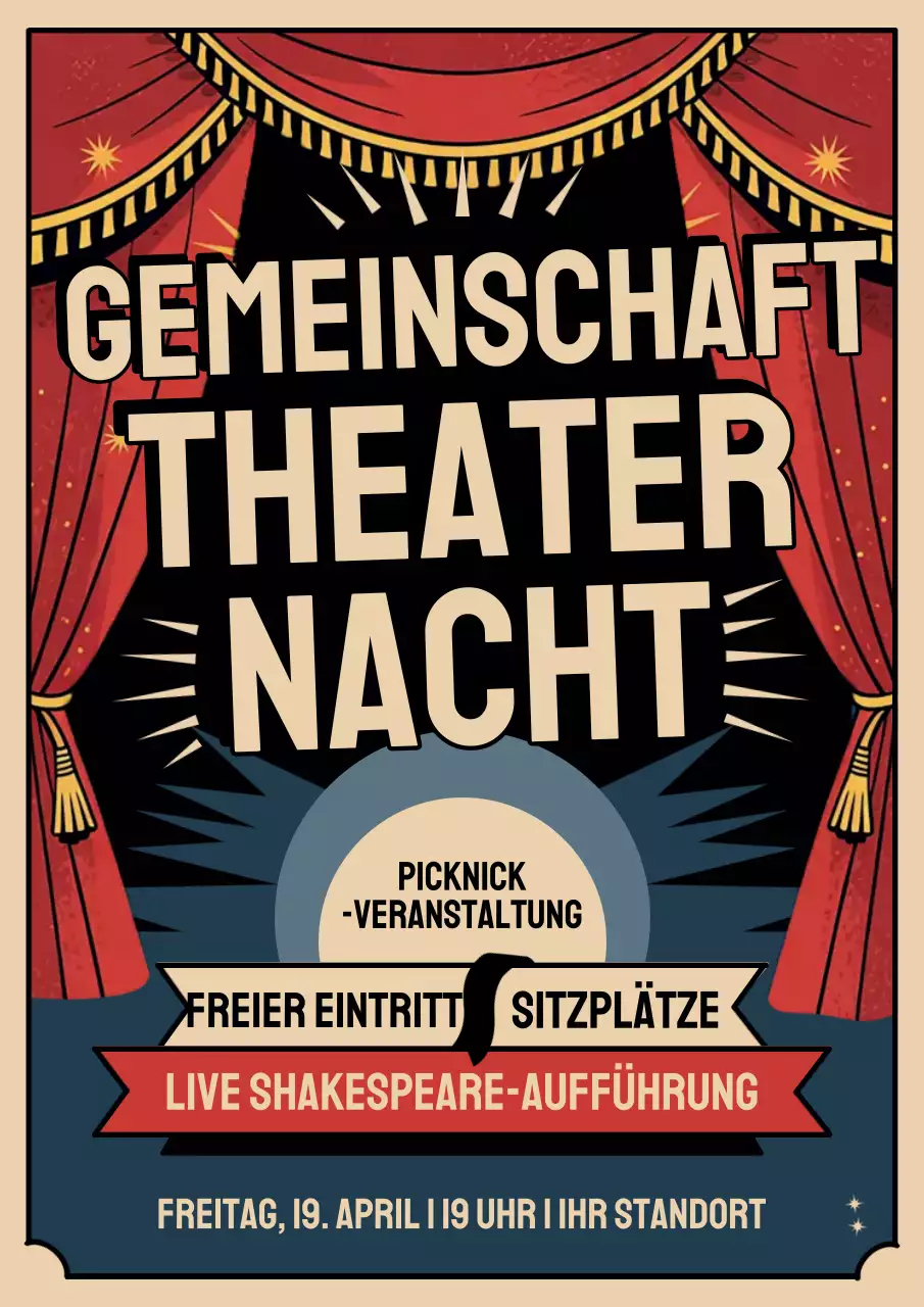 Rotes Vintages Theater-Event-Plakat