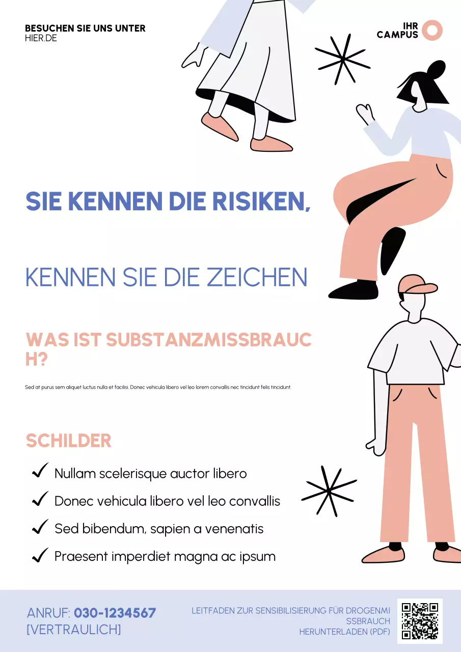 Poster im flachen Illustrationsstil zum Verständnis von Drogenmissbrauch zur Sensibilisierung der Schüler