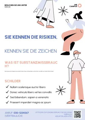 Poster im flachen Illustrationsstil zum Verständnis von Drogenmissbrauch zur Sensibilisierung der Schüler