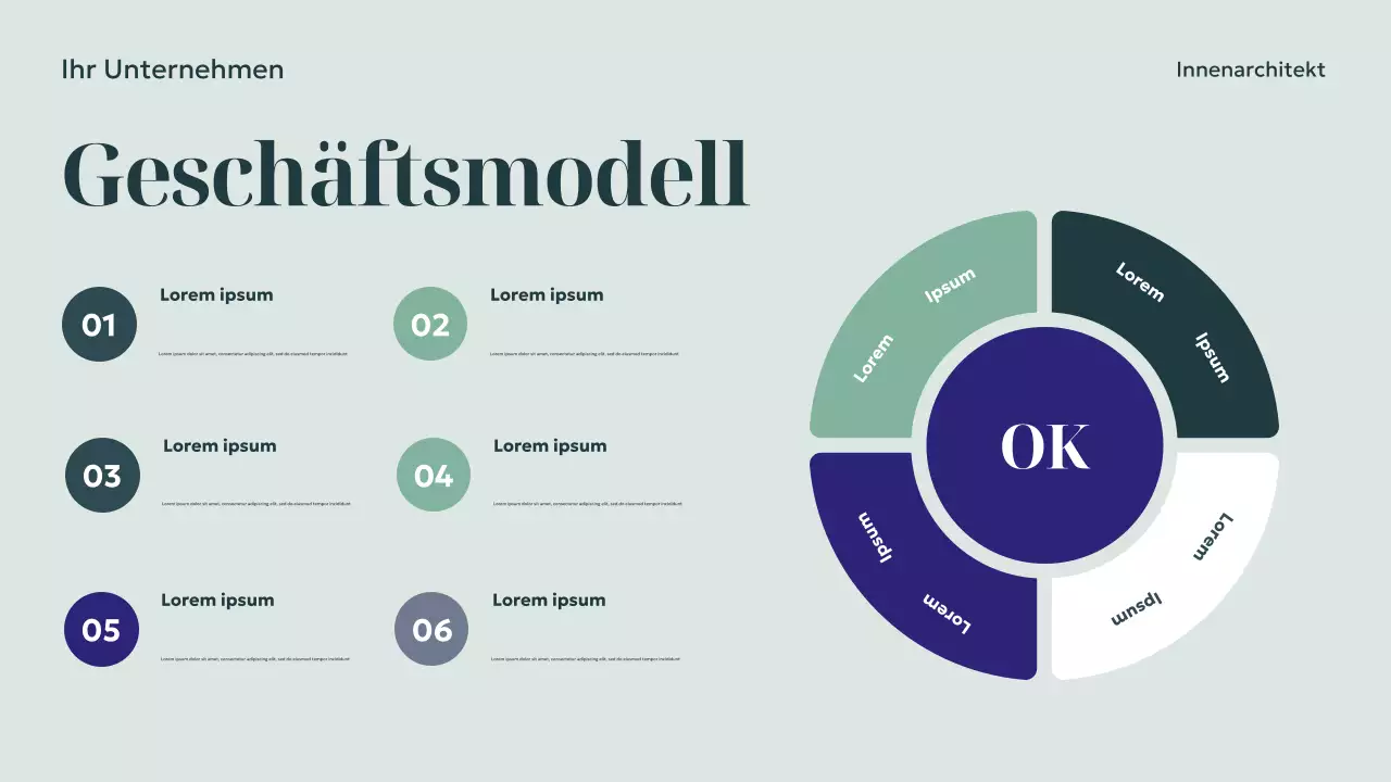 Marineblaue Präsentation für modernes Innendesign