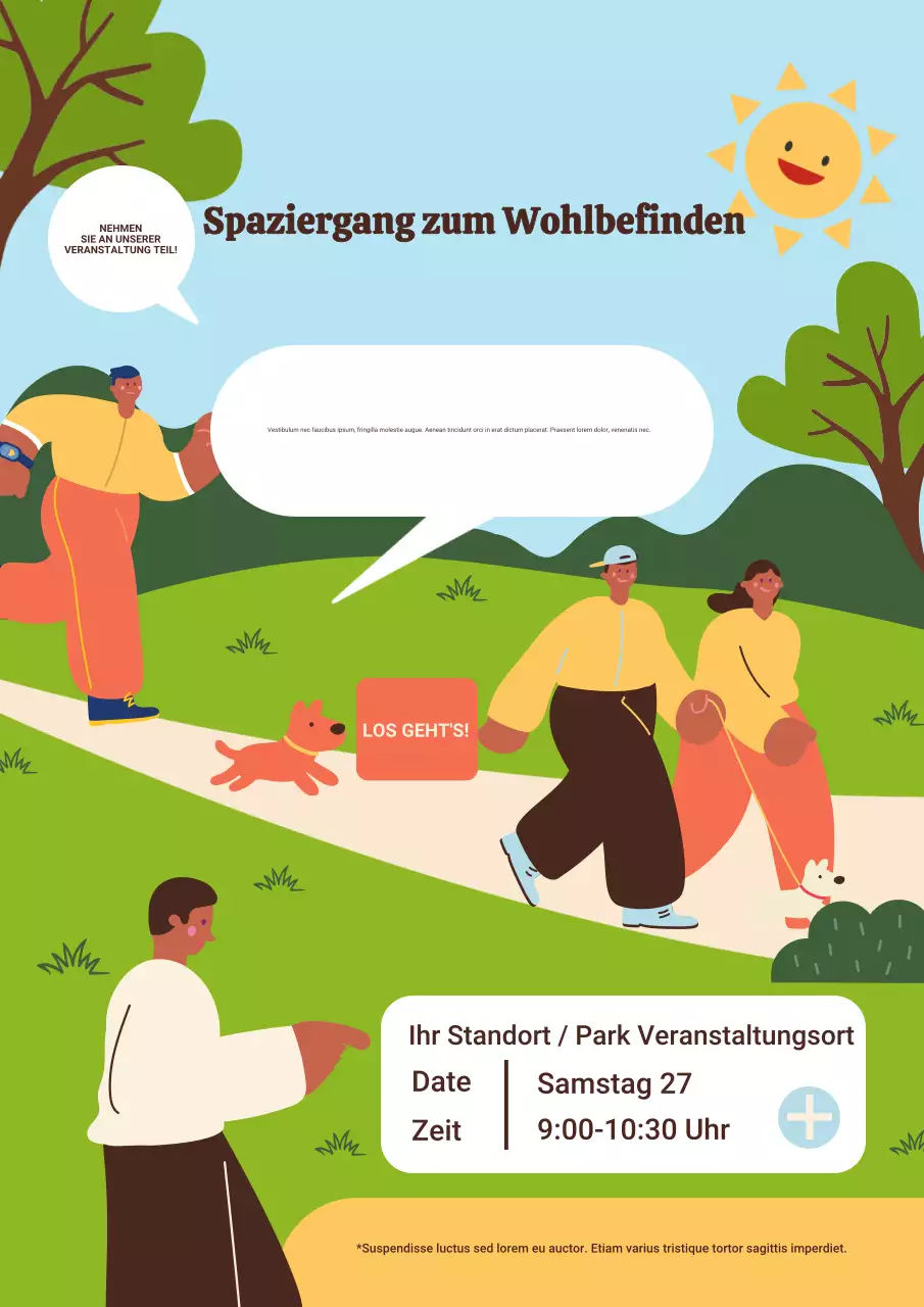 Farbenfrohes, modernes Werbeplakat für Wellness-Events