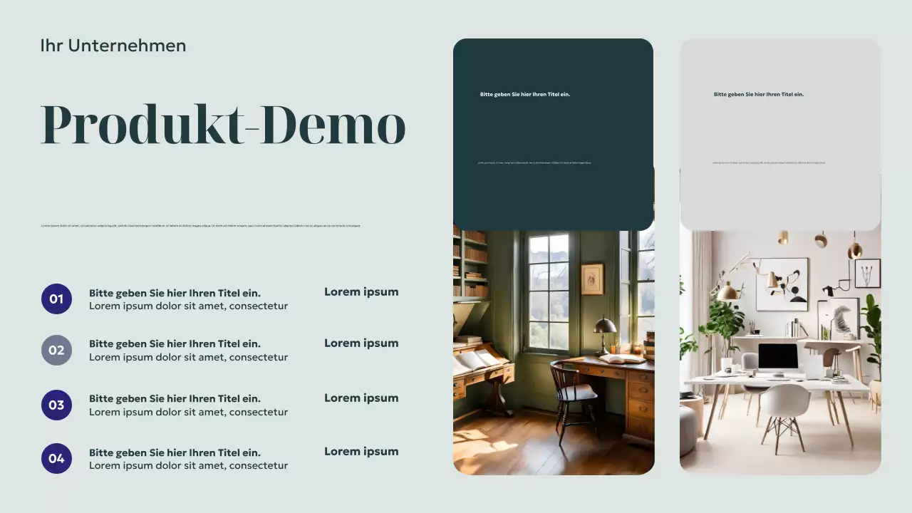 Marineblaue Präsentation für modernes Innendesign